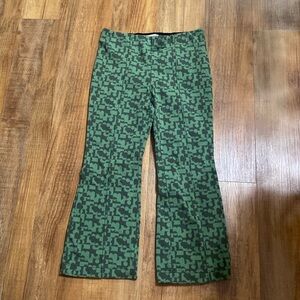 Maeve by Anthropologie green/ black kick flare pull on cropped pants size small